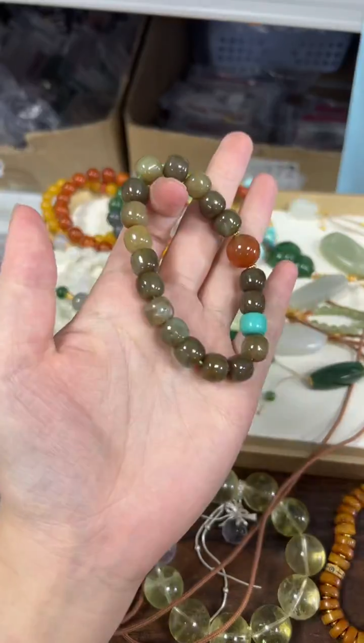 项链未镶嵌和田玉孤品瑕疵和田玉糖料瑕疵款手链[2566]