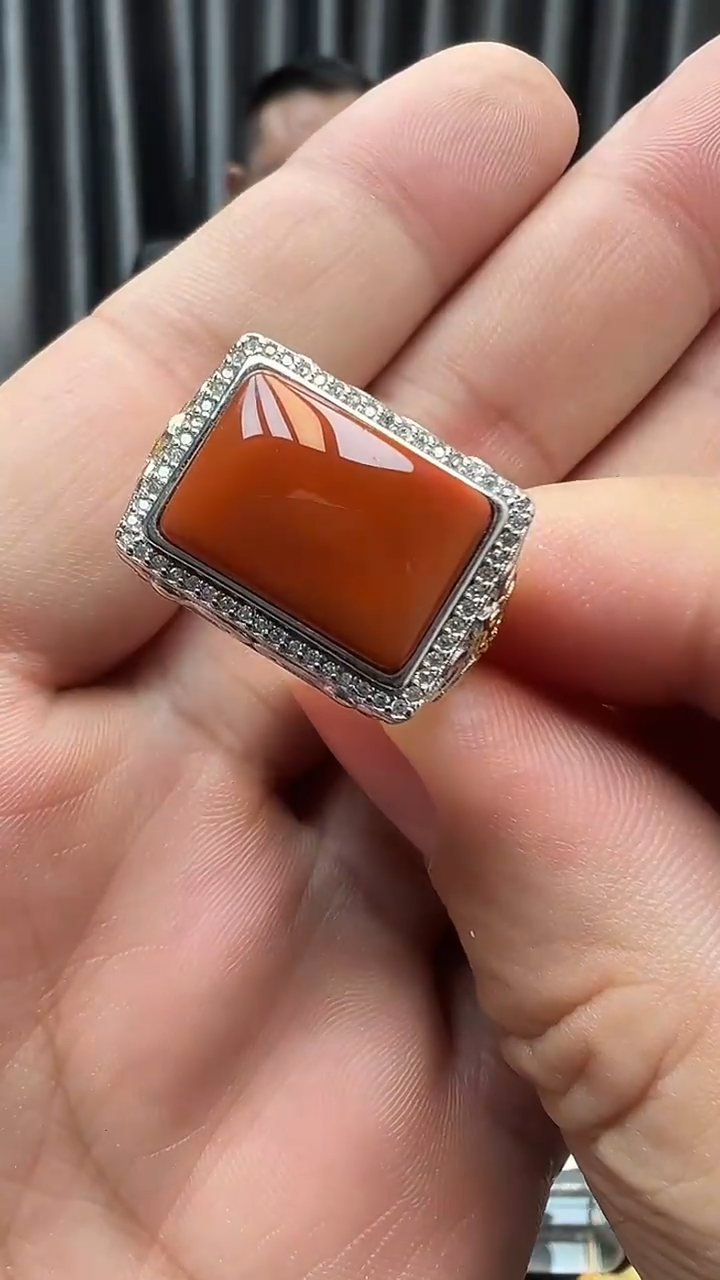 银S925镶嵌南红玛瑙戒指6