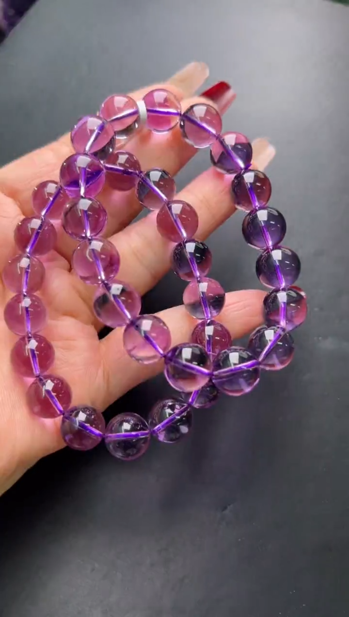 【闪购商品】水晶手串未镶嵌紫水晶手串12m+多样性发一X30858
