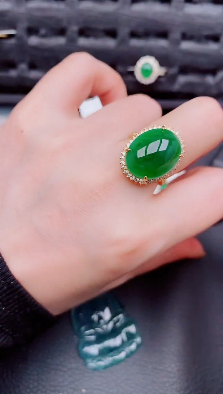 【闪购商品】翡翠戒指银S925镶嵌天然a货翡翠917