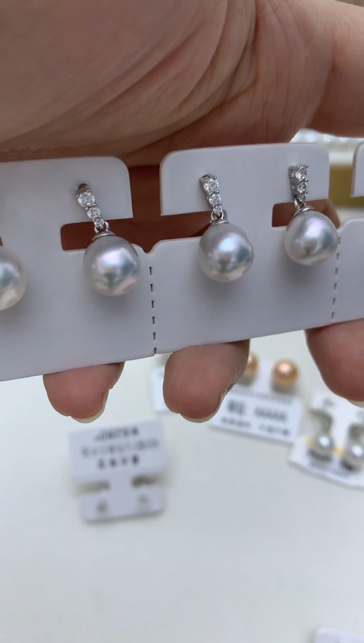 银S925镶嵌耳饰海水珍珠w49 多样性发其一
