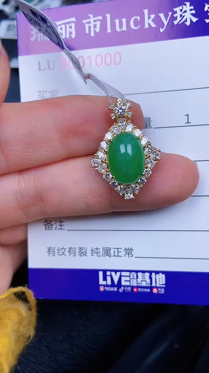颈饰银S925镶嵌翡翠1000