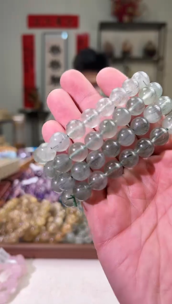 【闪购商品】发晶手串未镶嵌11mm绿发晶手串（多样性发其一）