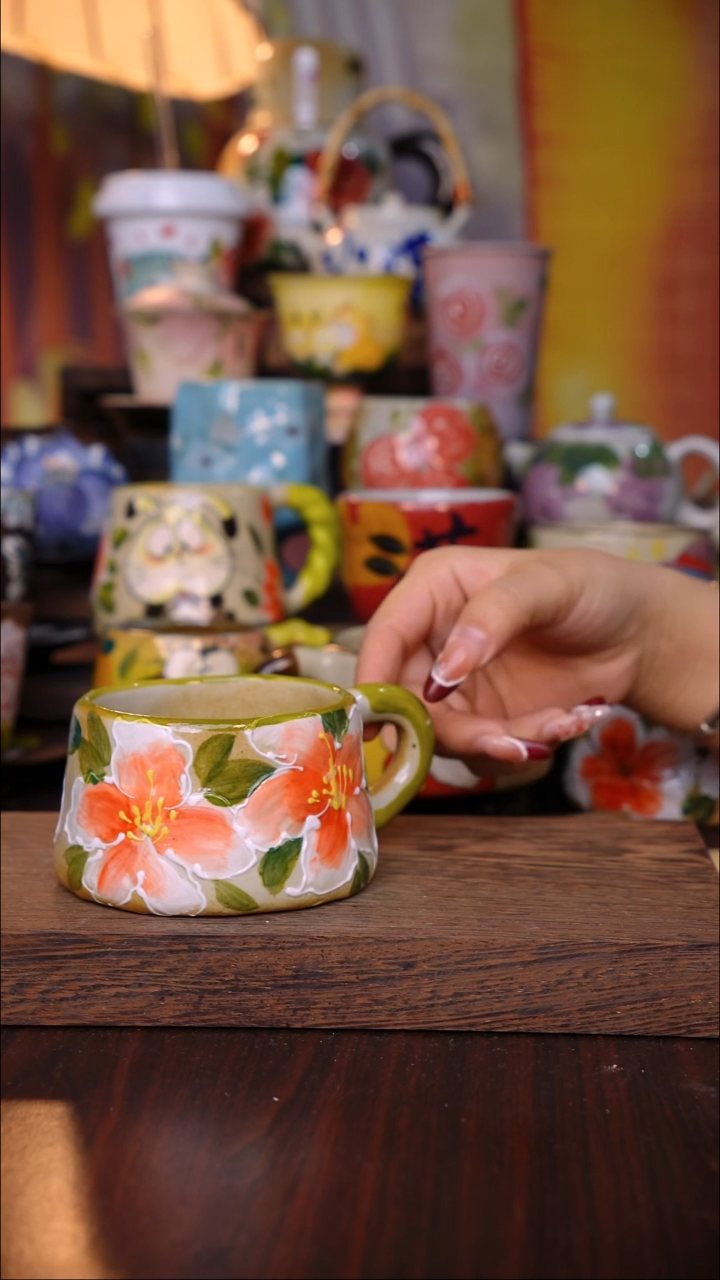 杯子陶泥垚手作 景德镇手工手绘陶瓷器物