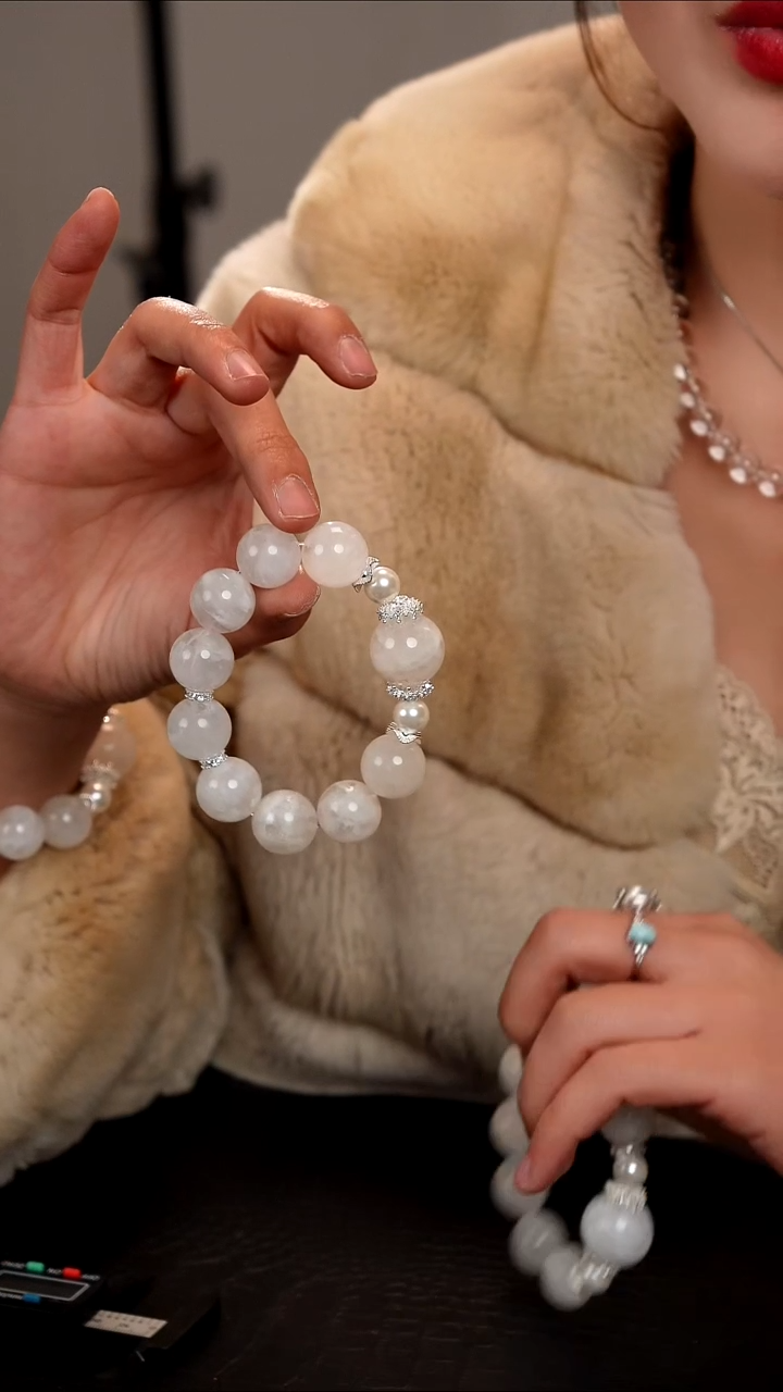 水晶摆件未镶嵌天然高阶雪花幽灵水晶手链03