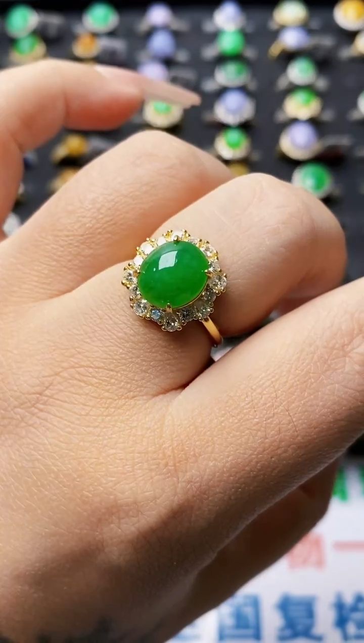 银S925镶嵌戒指翡翠姐*0095