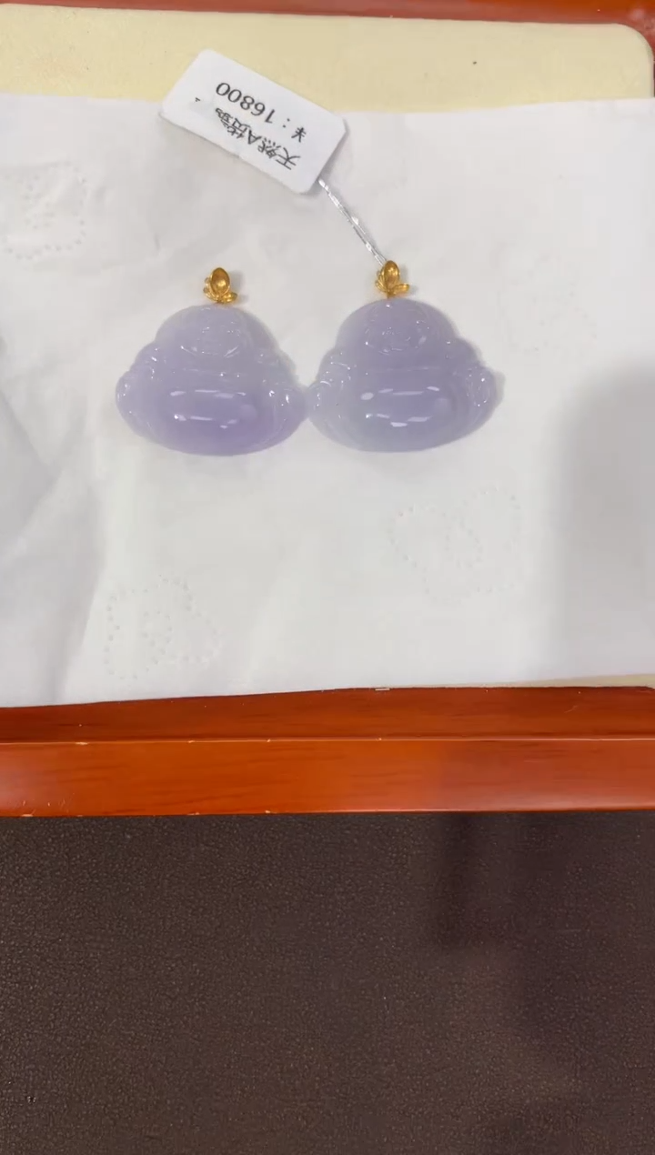 翡翠18K金镶嵌颈饰天然缅甸a货淡紫佛公(多样性发其一