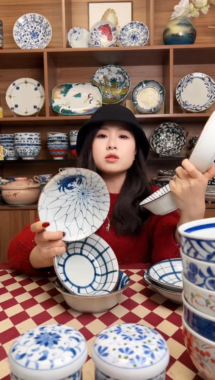 【闪购商品】瓷片染付绘画渐变  轻量取钵套装