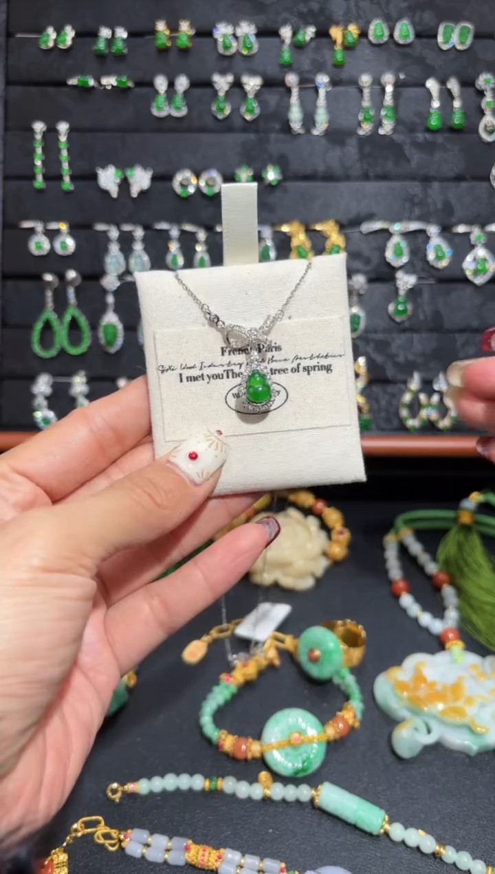 【闪购商品】翡翠颈饰银S925镶嵌葫芦/支持复检/一件