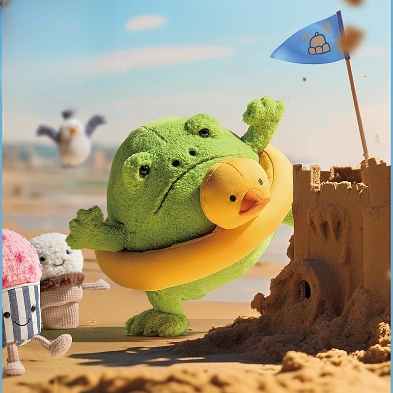 英国Jelly橡胶泳圈里奇雨蛙毛绒玩具青蛙玩偶公仔娃娃生日礼物