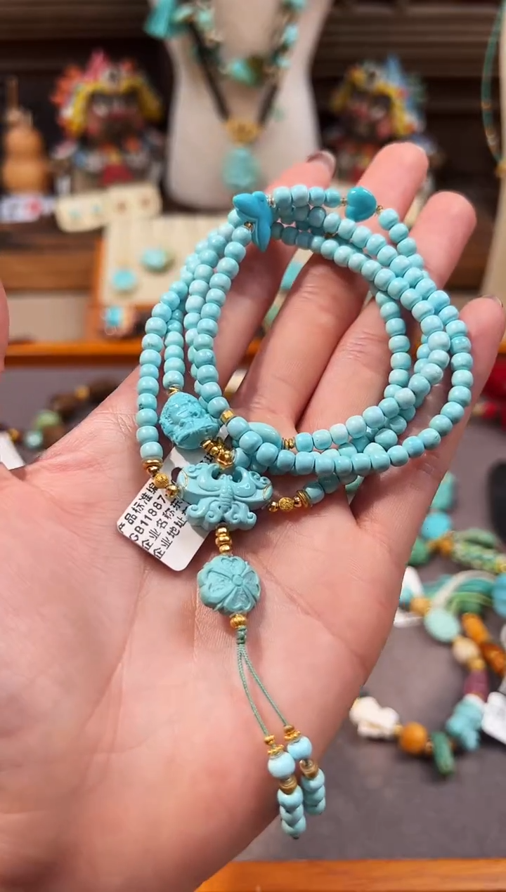 18K金镶嵌绿松石颈饰绿松石项链