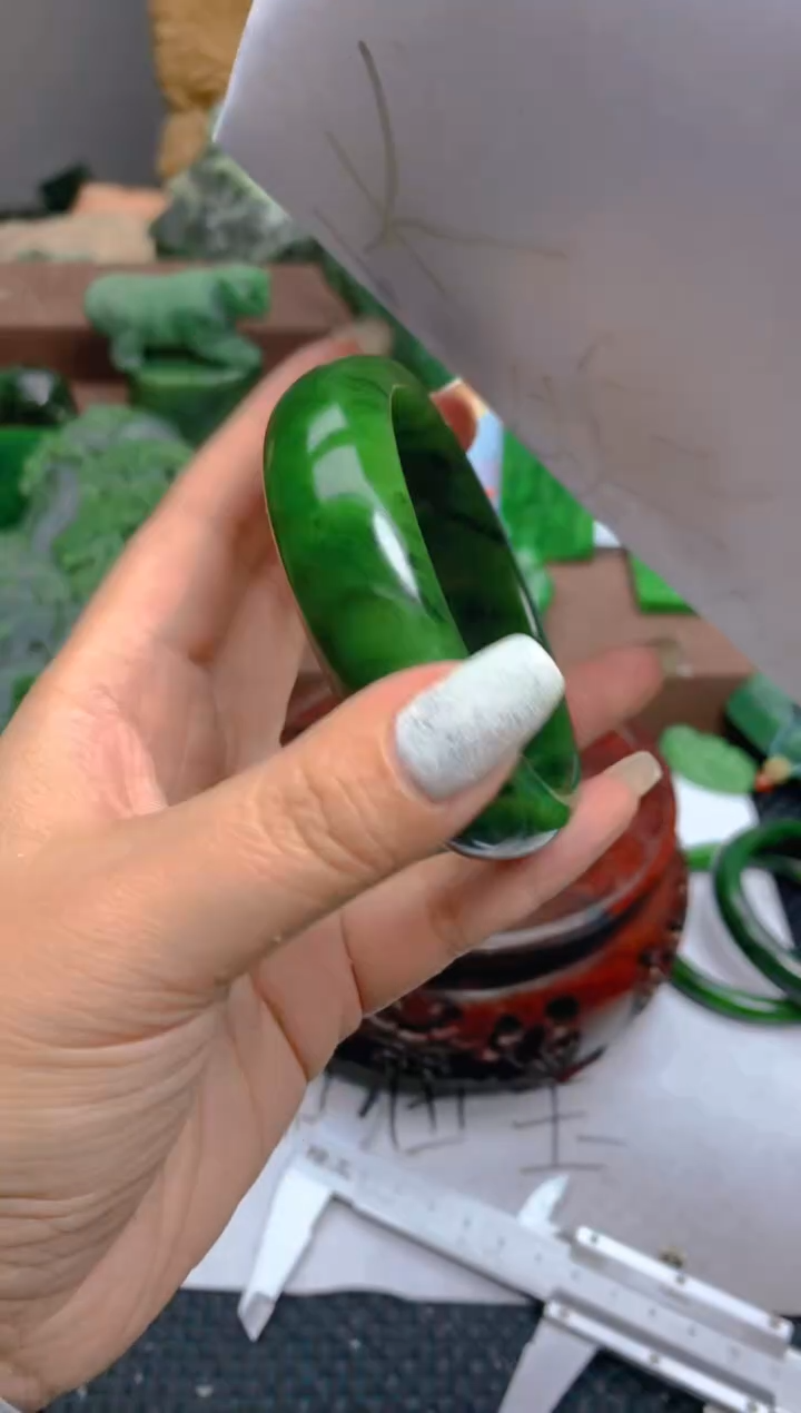 【闪购商品】和田玉（碧玉）手镯未镶嵌59宽版手镯