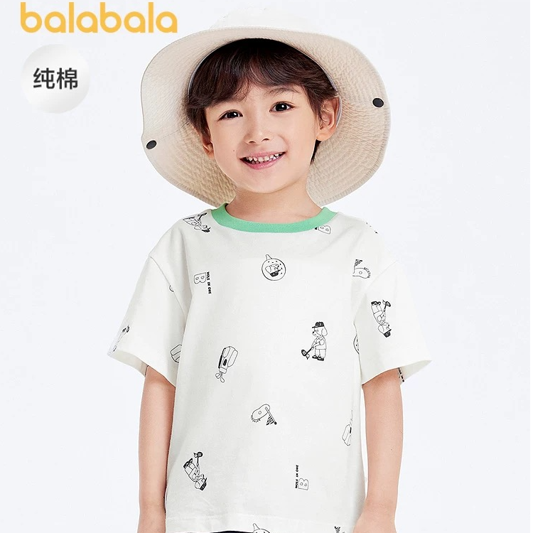 巴拉巴拉童装男童短袖T恤小童儿童夏装纯棉卡通印花圆领上衣潮流S