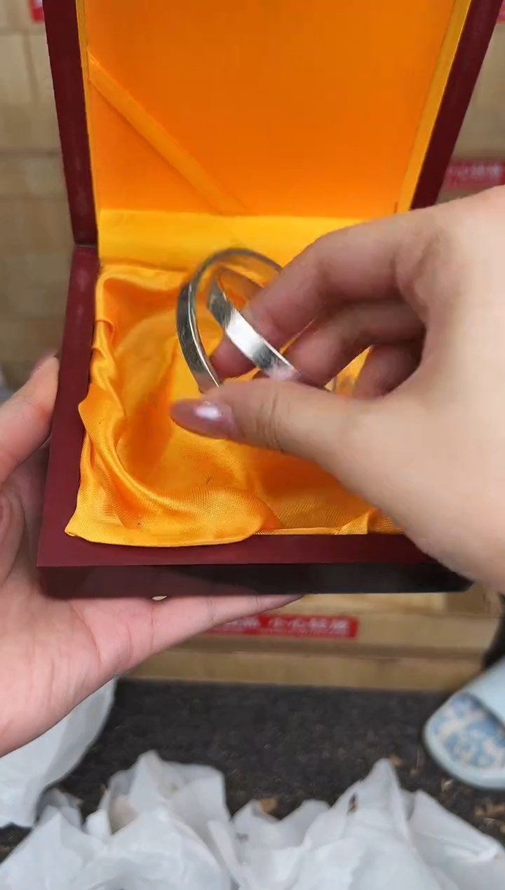 万家文玩阁喜字银手镯链接@@SP349