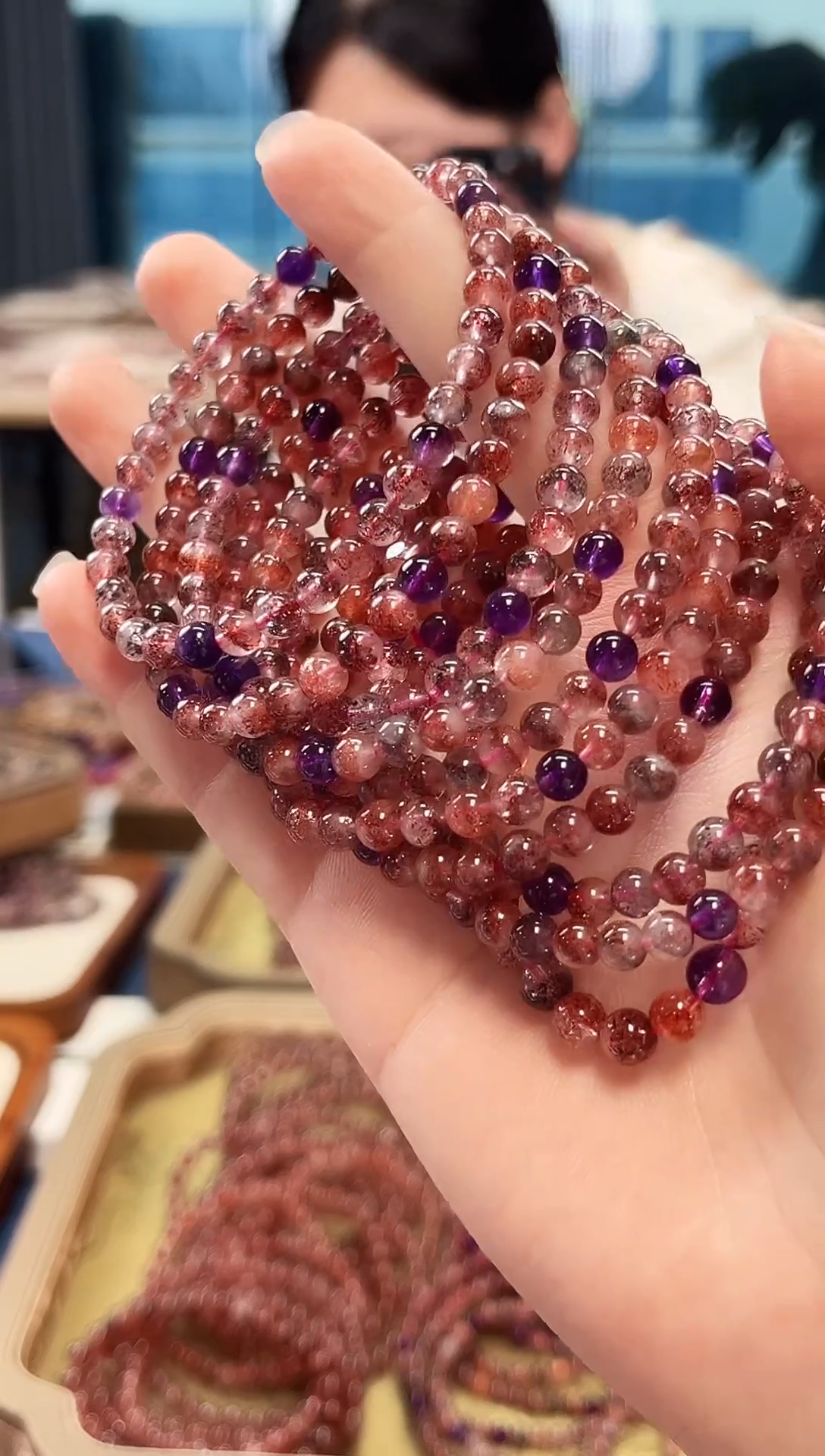 未镶嵌手串水晶桃花醉超七单圈手串5mm【多样性发一】