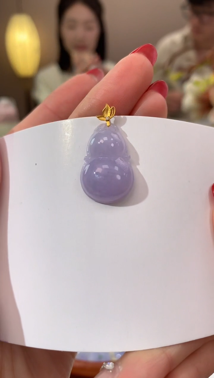 【闪购商品】翡翠颈饰18K金镶嵌天然缅甸a货翡翠