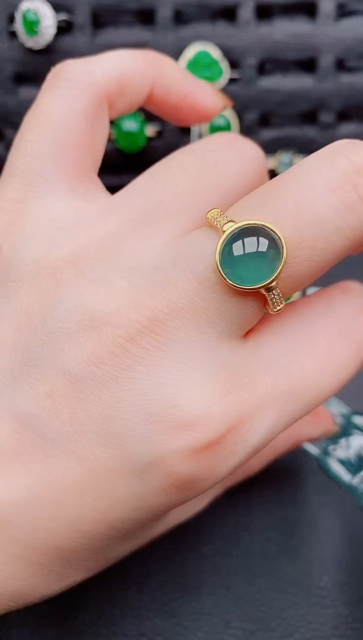 【闪购商品】翡翠戒指银S925镶嵌天然a货翡翠630