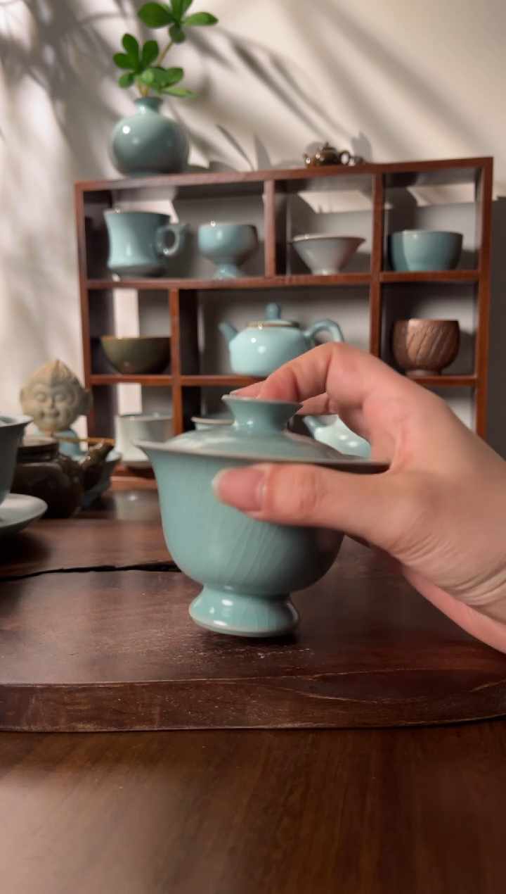 【闪购商品】杯清凉寺仿古釉色二才盖碗