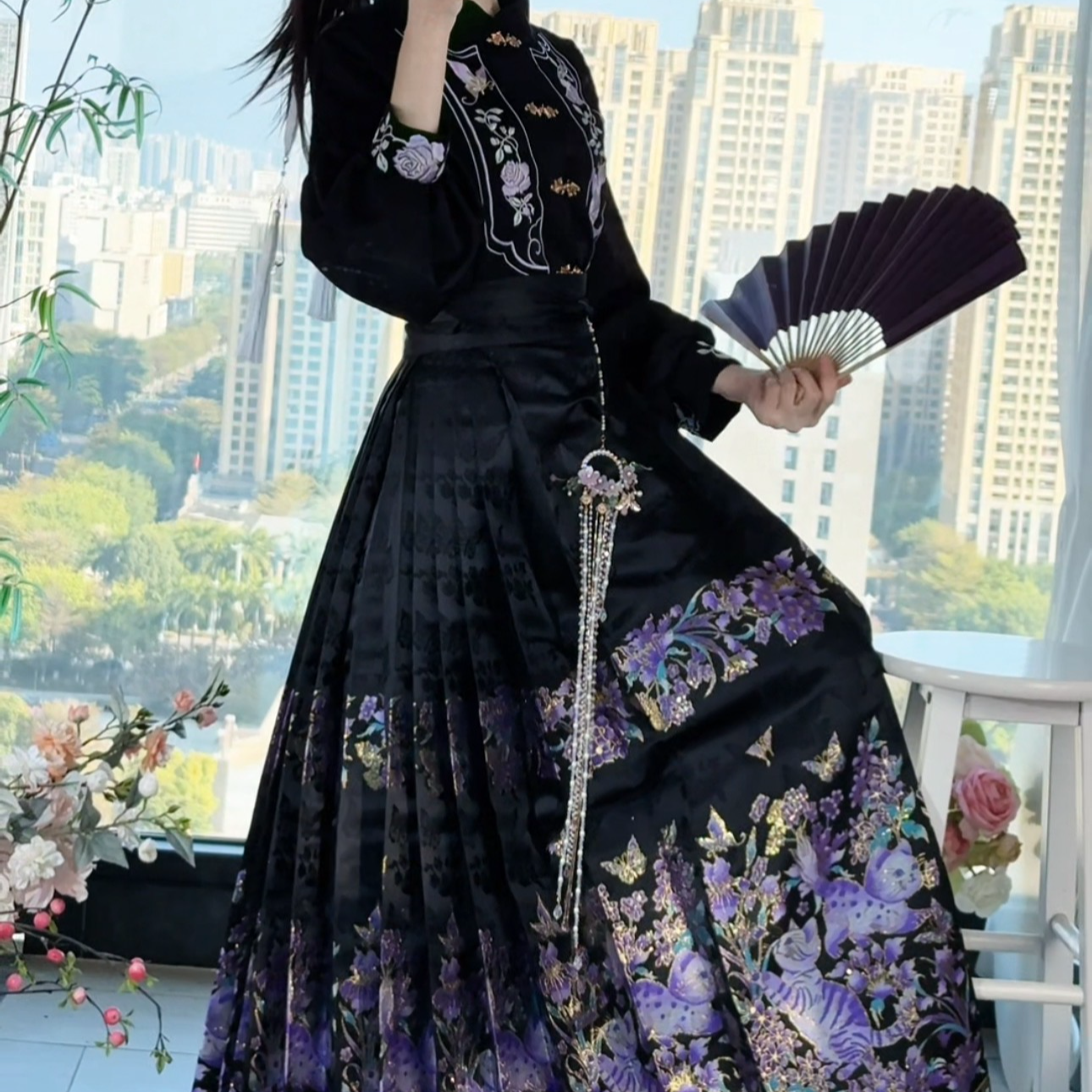 [狸奴小影 ]长月明原创汉服马面裙套装织金妆花六对褶