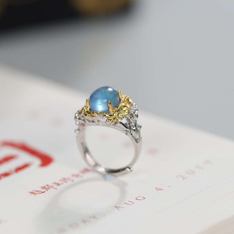 【夏夏珠宝】726/海蓝宝戒指干净饱满