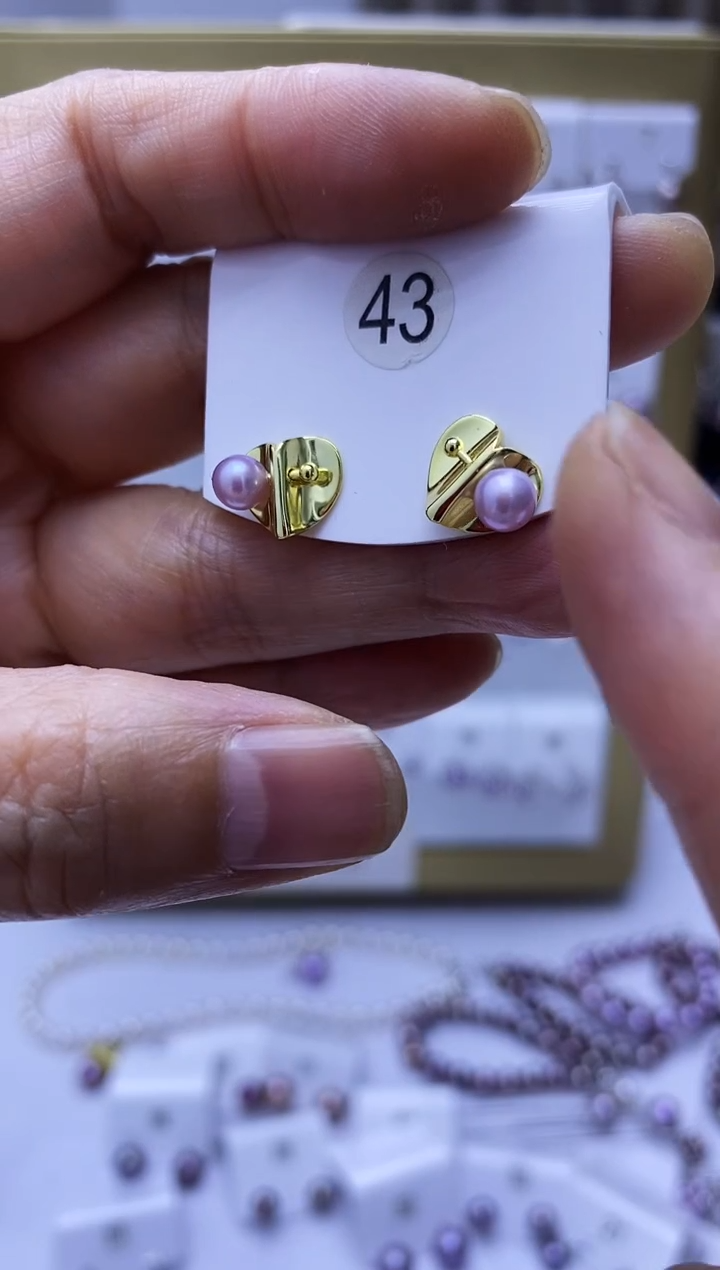 银S925镶嵌耳饰淡水珍珠43