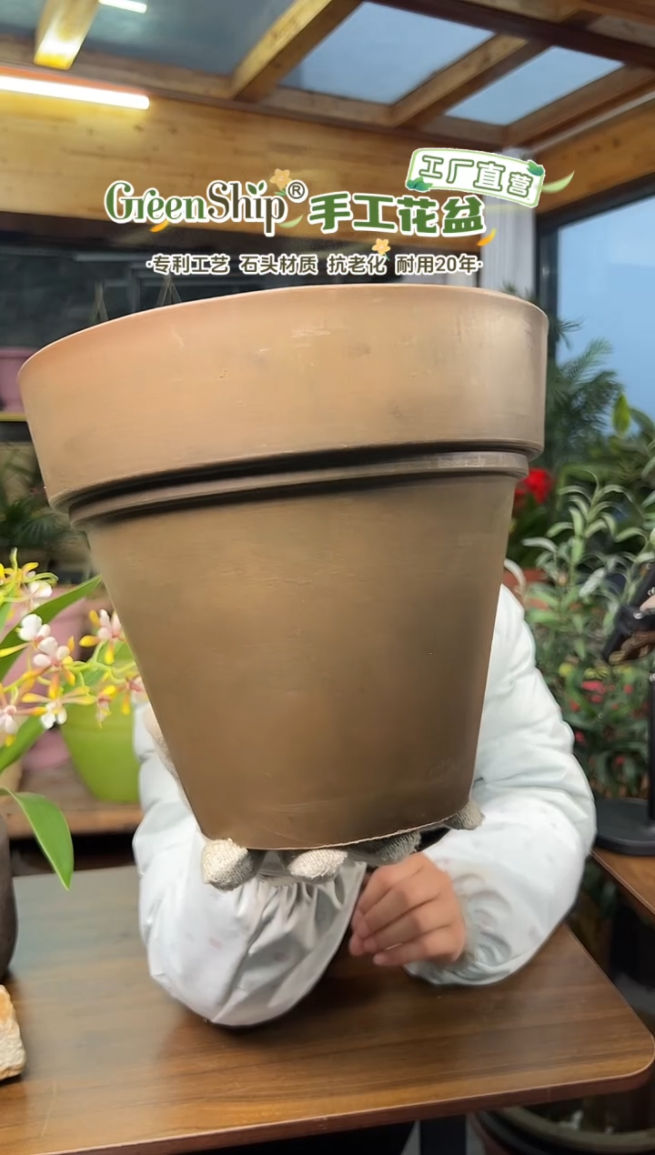 25.5*22/OT25/古铜色镜面手工拉丝花盆外贸尾单