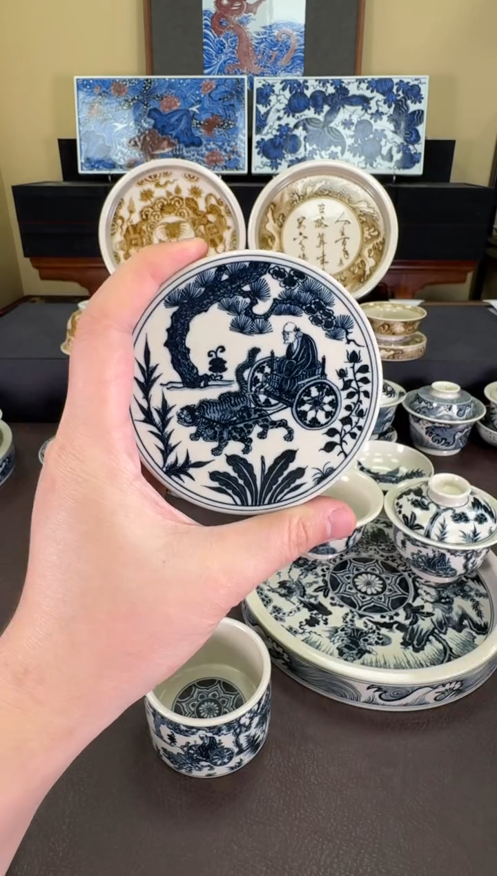 【闪购商品】瓷片二号釉鬼谷子纹盖置