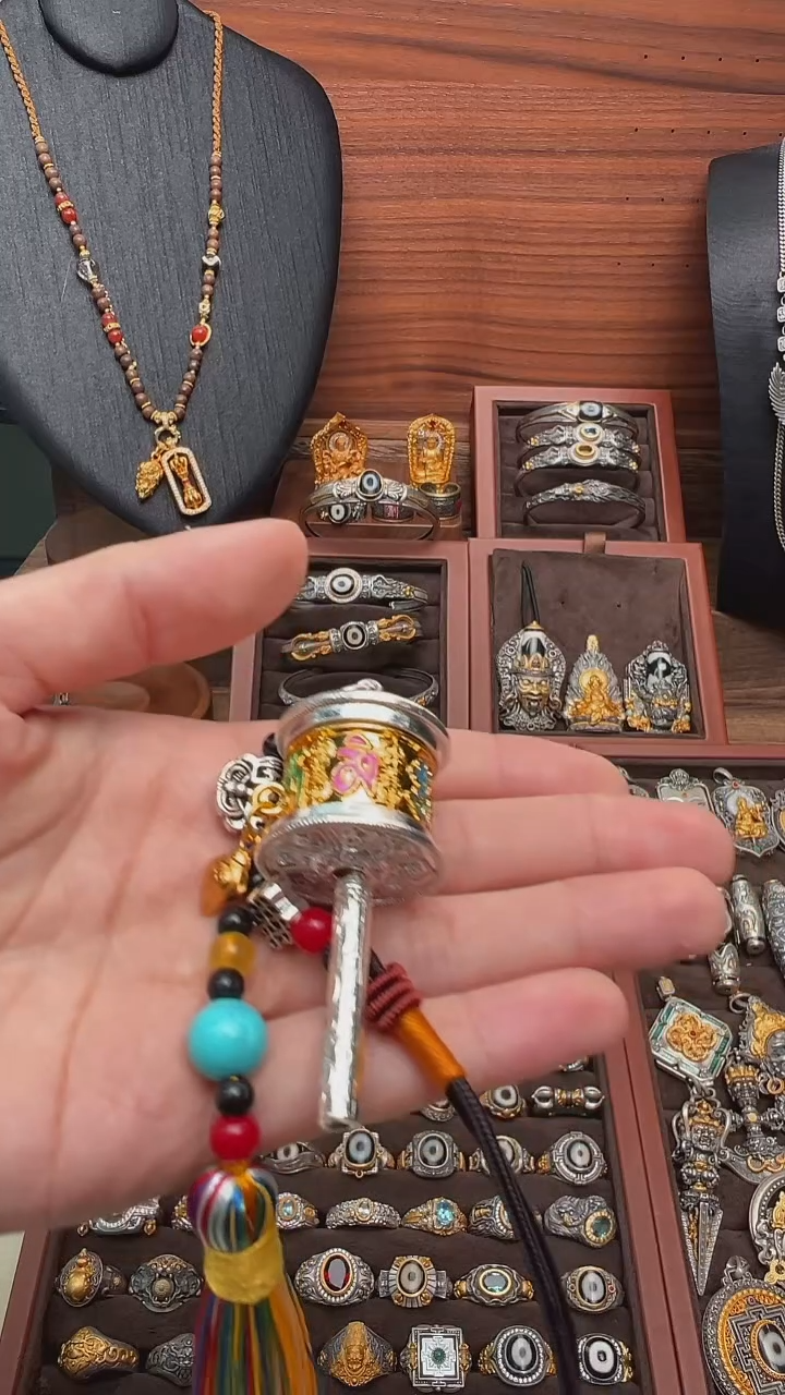 无合金转经筒车挂