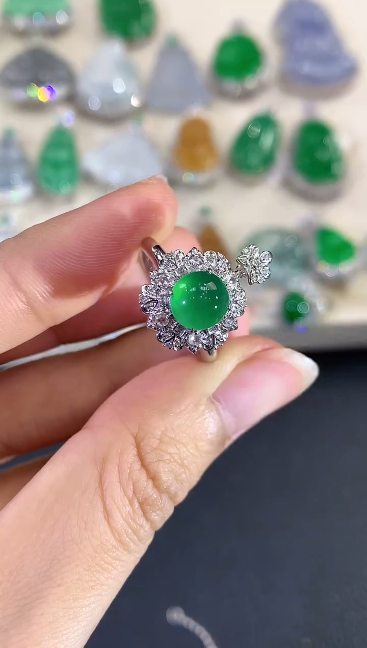 【闪购商品】翡翠戒指18K金镶嵌C96多样性一件发货