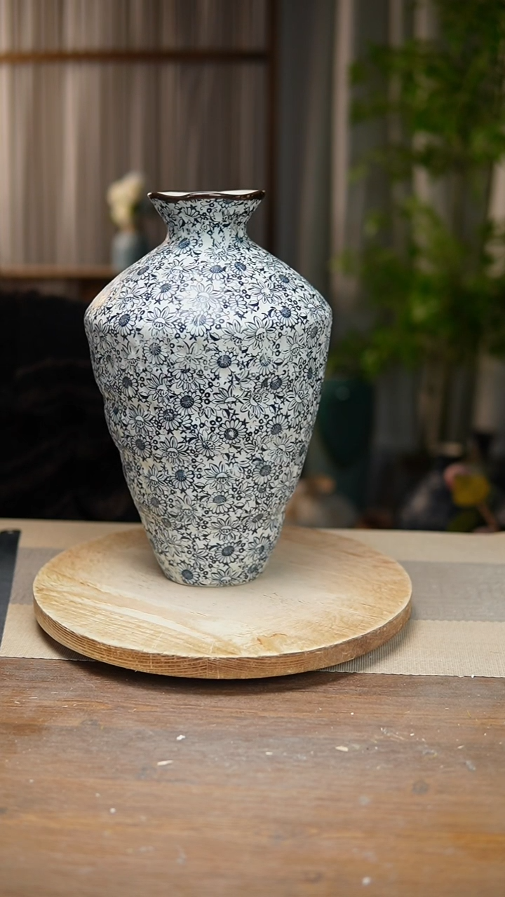 【闪购商品】陶瓷 花器青花瓷向日葵高脚