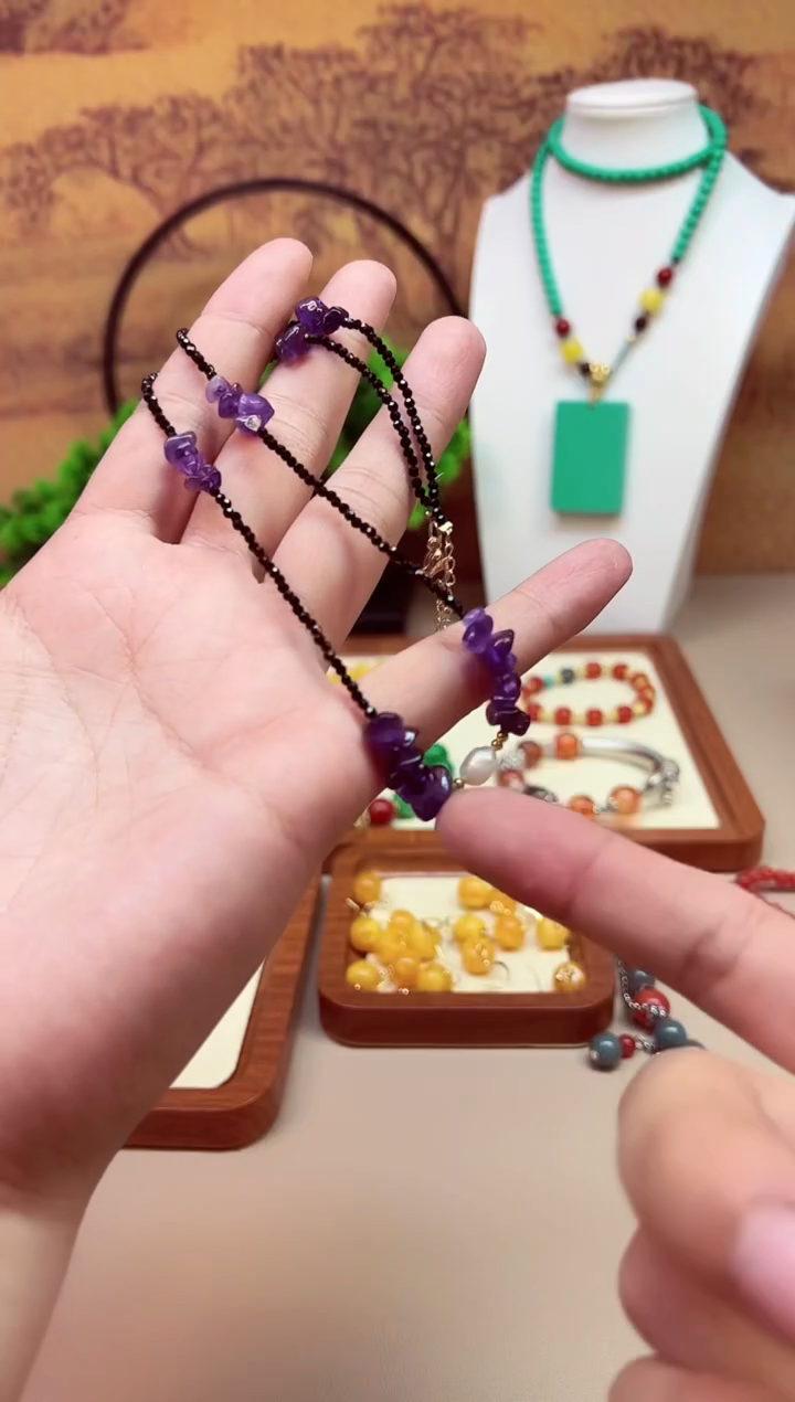 14K金镶嵌颈饰紫晶X14