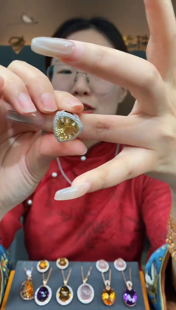 【闪购商品】黄晶戒指银S925镶嵌黄晶戒指 11#