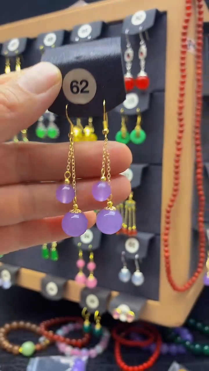 【闪购商品】玛瑙/玉髓耳坠银S925镀金镶嵌耳坠062