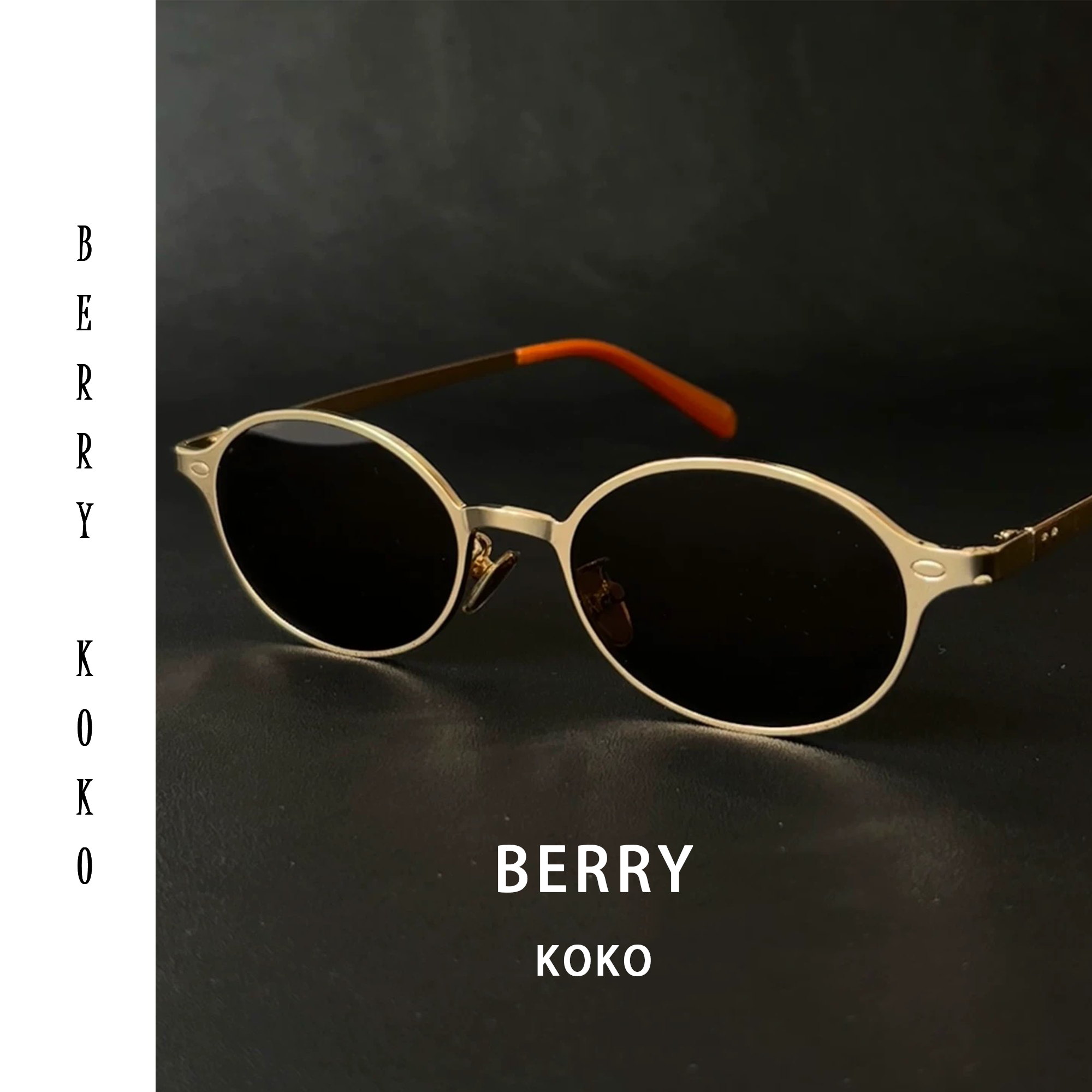 【MISSKO】摩登复古黑茶镜片金丝边椭圆太阳眼镜 时尚百搭眼镜 G1
