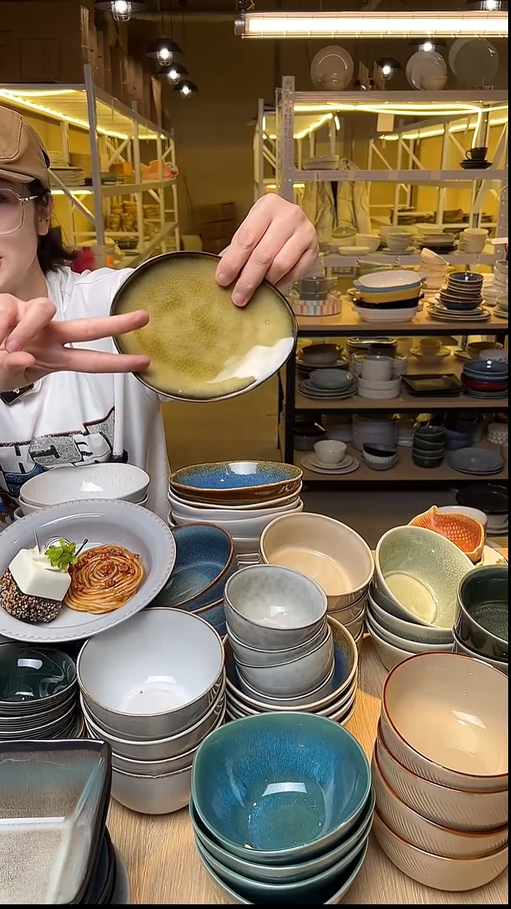 瓷163两个外贸尾货窑变釉下彩默认微瑕