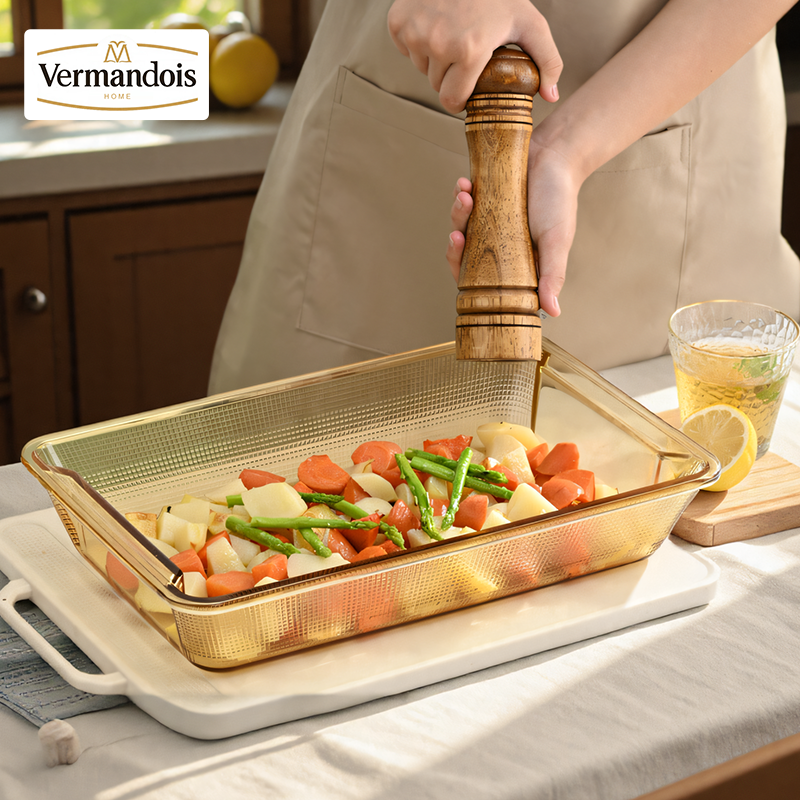 Vermandois高硼硅玻璃烤盘烤箱微波炉加热专用家用长方形蒸鱼盘