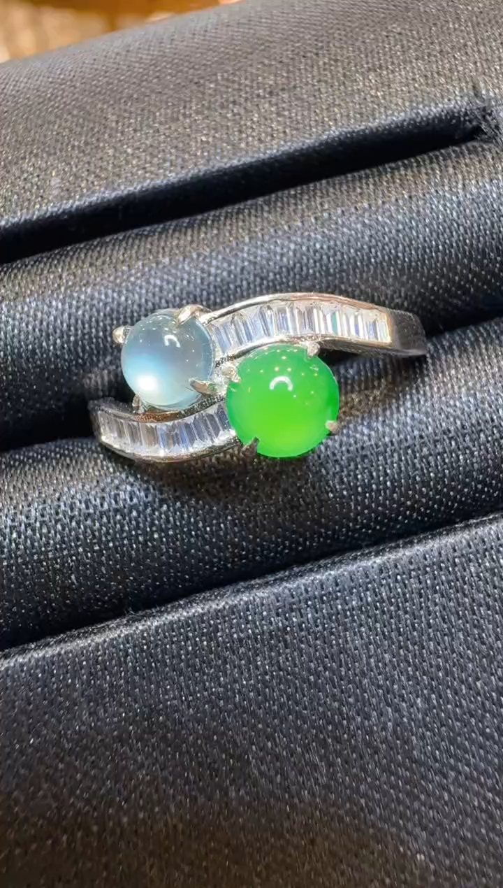 银S925镶嵌戒指翡翠多样性团购发一件