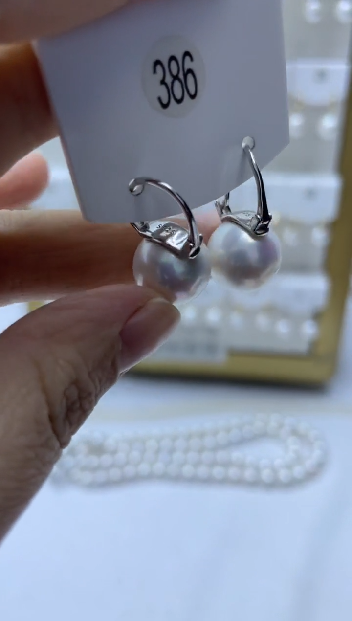 银S925镶嵌耳饰淡水珍珠386