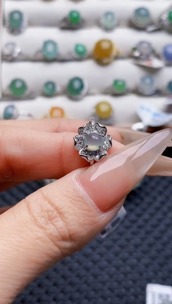 银S925镶嵌戒指翡翠0608