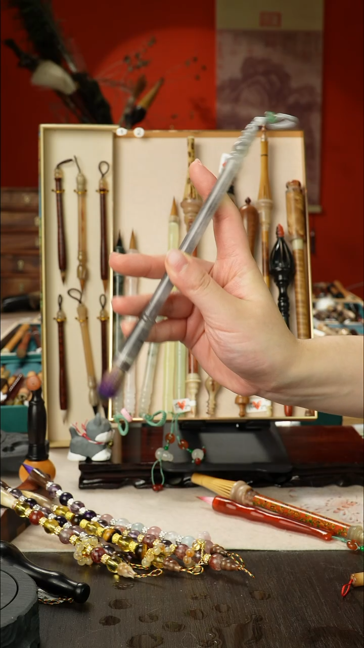 2号孤品高货毛笔链接 清水试笔 蘸墨不退