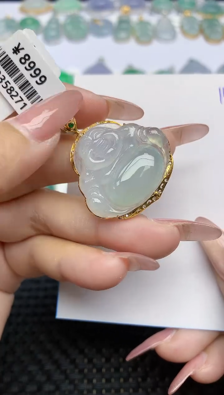 【闪购商品】翡翠颈饰18K金镶嵌天然A货翡翠 141