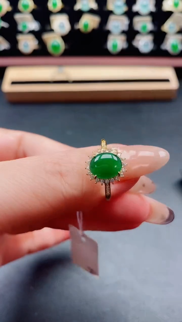 银S925镶嵌戒指翡翠1