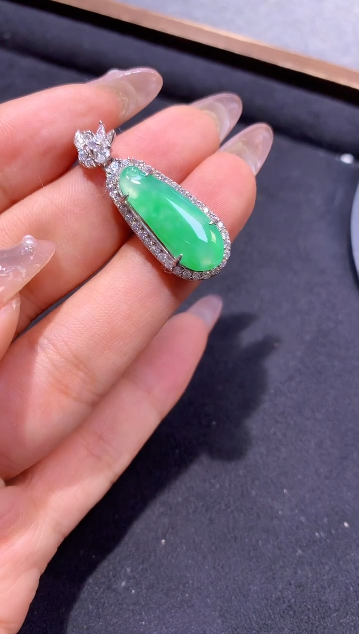 吊坠(不含链)银S925镶嵌翡翠福瓜