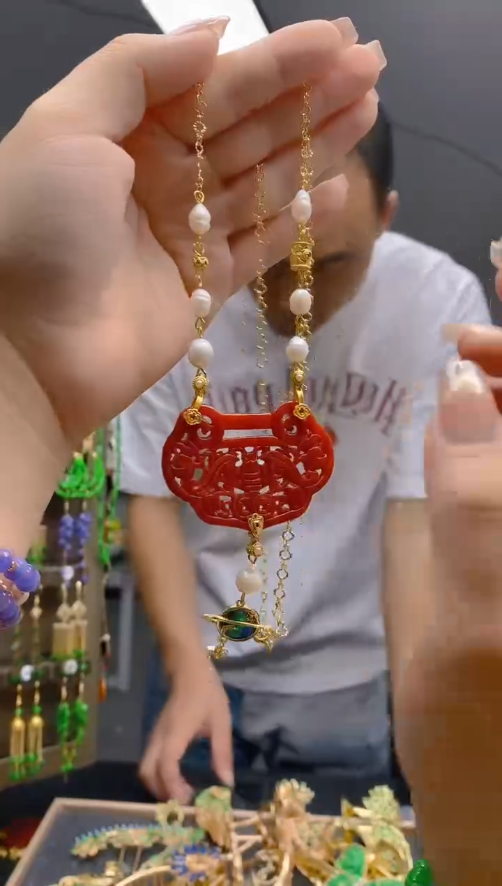 【闪购商品】翡翠耳饰合金137翡翠锁骨链