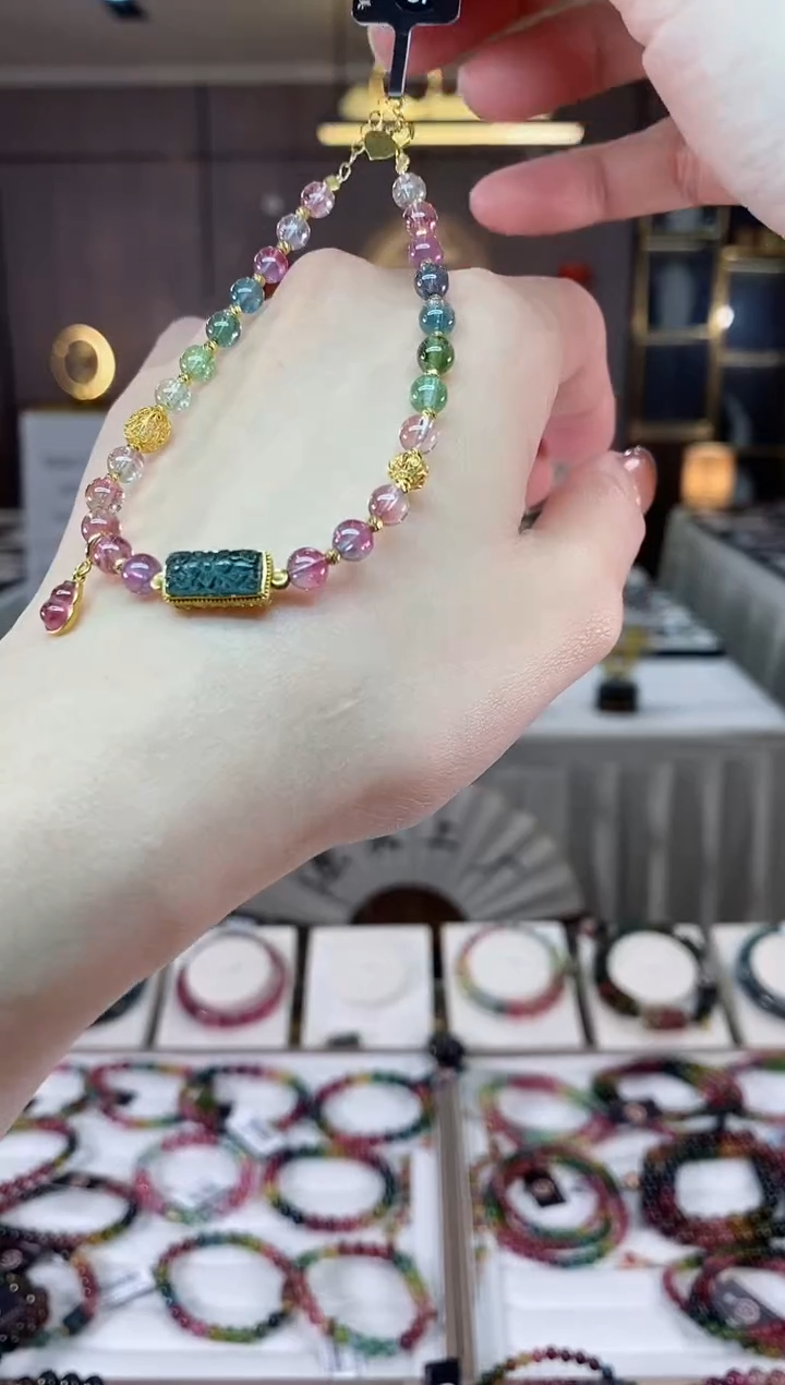 【闪购商品】碧玺西瓜单圈手链未镶嵌一物一证dan