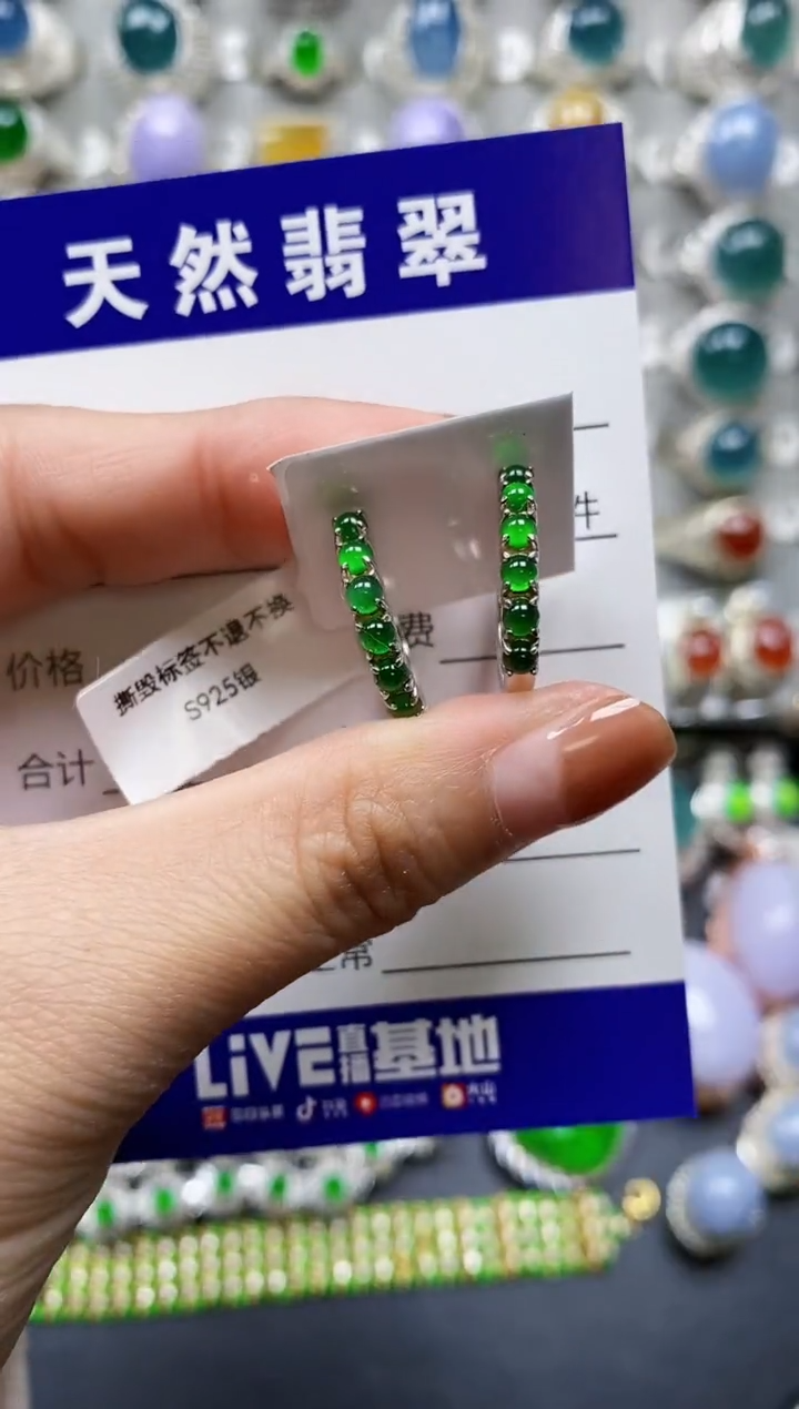 【闪购商品】翡翠耳饰银S925镶嵌0612