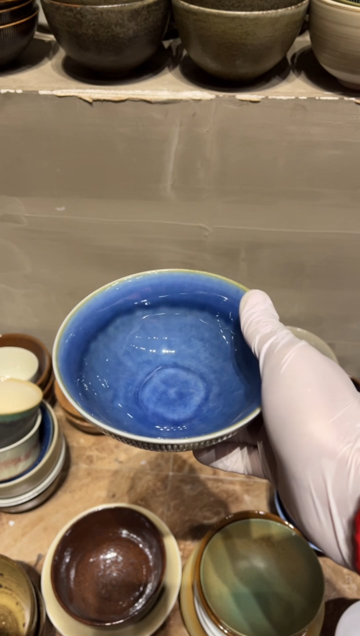 【闪购商品】瓷片531蓝色手工万福碗1个