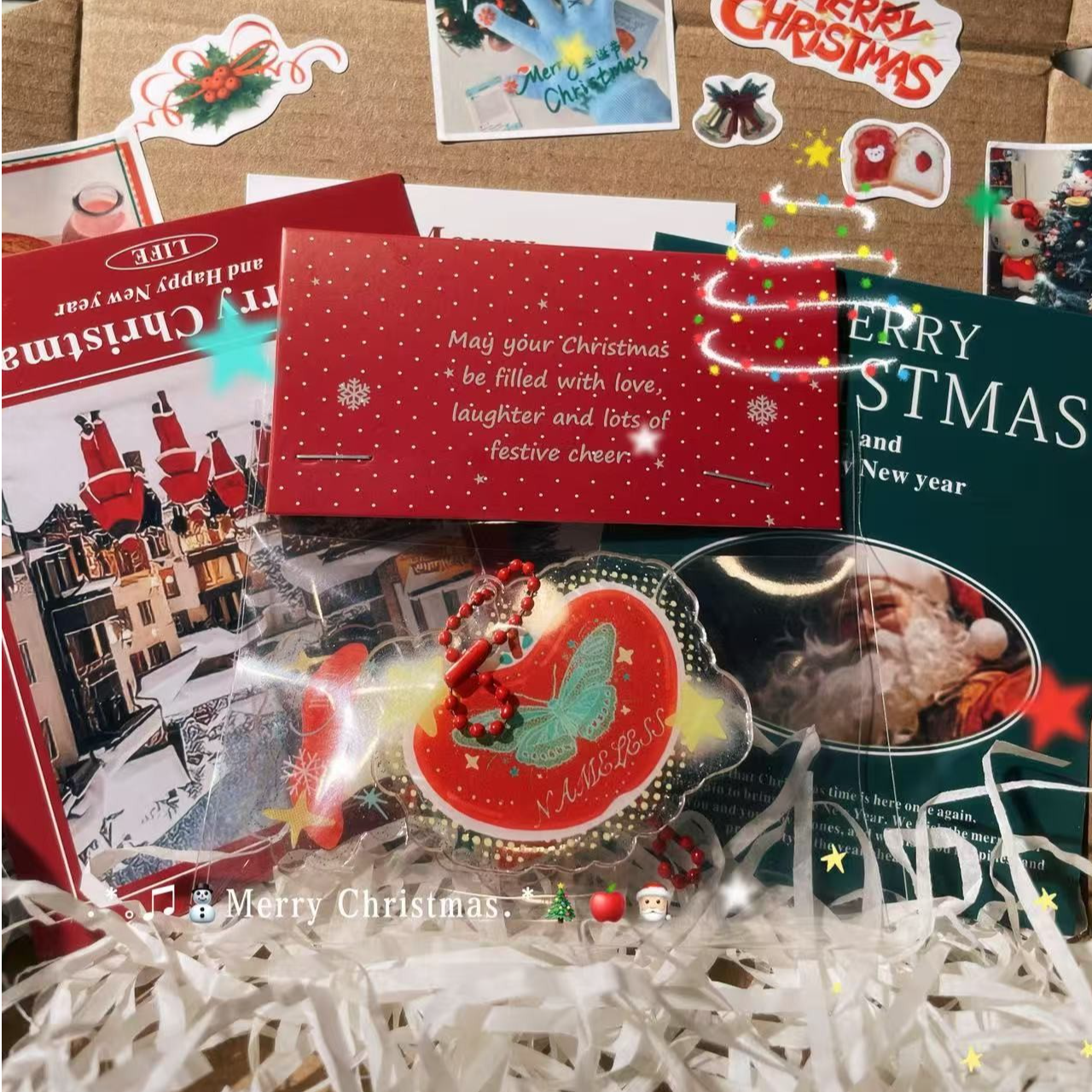 原创手绘苹果蝴蝶主题挂件