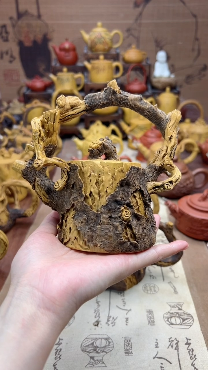 【闪购商品】紫砂茶壶浮雕树桩紫砂壶