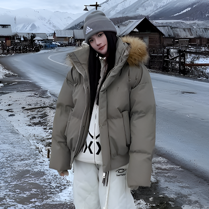 【防水防风】男女棉衣棉服美式加厚女短款pu皮复古韩版小个子大毛领